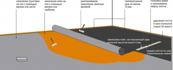 Укладка линолеума: как класть правильно своими руками